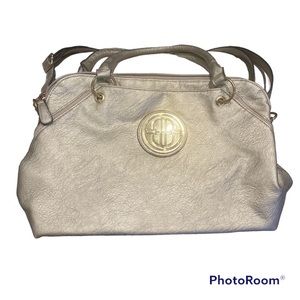 Bueno Silver Faux Leather Handbag Textured Shoulder Bag